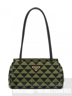 Prada Small Embroidered Fabric Prada Symbole Bag Green