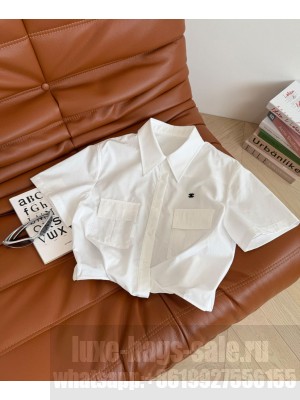 Chanel Women's Cross Tie Shirt White