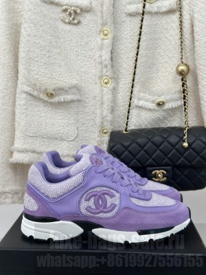 Chanel Wool Tweed, Calfskin & Suede Sneakers Purple G39066 Sneakers 2024 