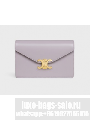 Celine WALLET ON CHAIN MARGO IN SHINY CALFSKIN 10L033 LIGHT LILAC