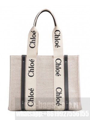 Chloe Medium Woody Tote Bag Black