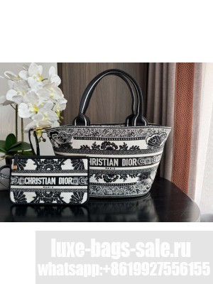 Dior M1328 Hat Basket Bag Black Le Coeur des Papillons Embroider