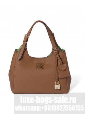 Miu Miu Leather Handbags 5BA304 Coffee