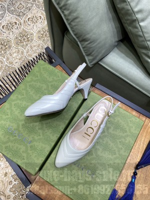 Gucci Women's matelassé chevron leather sling back Gray 2021 Collection