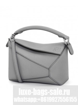 Loewe Mini Puzzle Bag In Soft Grained Calfskin Gray