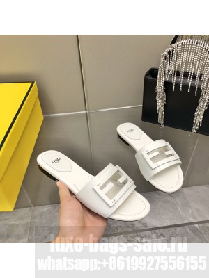 Fendi BAGUETTE White leather slides 2022 Collection