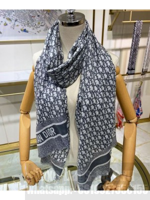 Christian Dior Women s Oblique Motif Long Scarf Gray