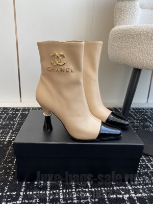 Chanel Calfskin with Charms Buckle Strap Ankle Boots Beige 2024