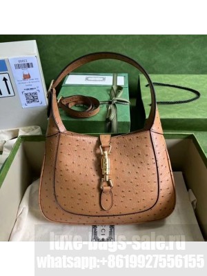 GUCCI JACKIE 1961 SMALL SHOULDER BAG Ostrich pattern 636709 brown