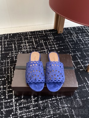 Alaïa IN VIENNE SUEDE SLIDES BLUE
