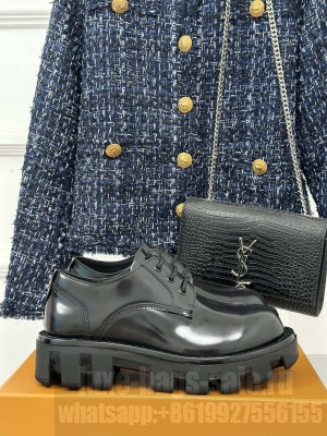 Louis Vuitton Women's Platform Lace-up Loafer Shiny Black