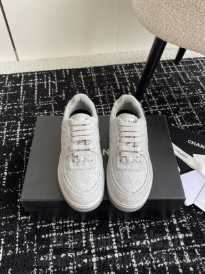Chanel Wool & Mixed Fibers Light Gray G46011 Sneakers