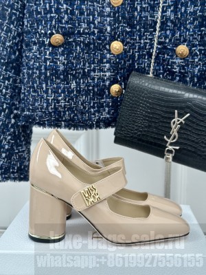 Miss Dior 8cm Pump Nude Patent Calfskin Elastic strap 