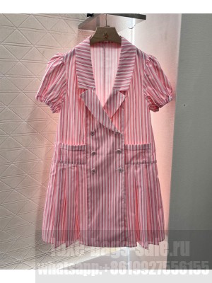 Chanel Women's Striped Dress Pink