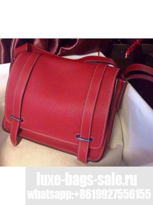 Hermes Steven 35cm Men'S Red Original Leather Bag