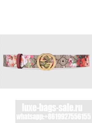 Gucci GG Blooms Belt 3.7cm Width Gold Hardware ‎370543 Pink