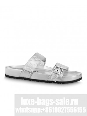 Louis Vuitton Women's Bom Dia Flat Comfort Mule 1AB3OH Silver