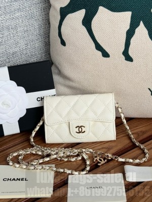 Chanel MINI BELT BAG Gold-Tone Metal A81081 white
