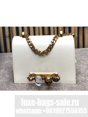 Alexander Mcqueen Small Jewelled Satchel Bag Smooth Calf Leather White