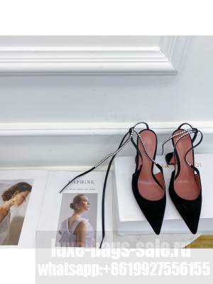 AMINA MUADDI Gilda embellished suede 9.5cm pumps Black 2021 Collection