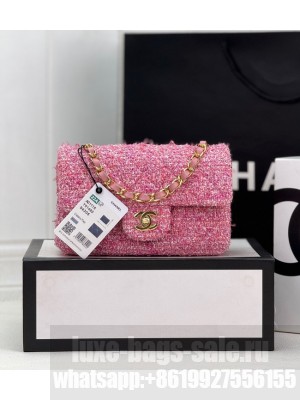 CHANEL CLASSIC 11.12 HANDBAG Tweed & Gold-Tone Metal A69900 Dark Pink