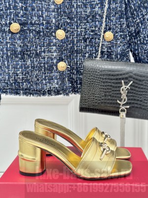 Valentino VLogo The Bold Edition 7cm Mule Sandals Gold