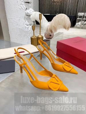 VALENTINO VLOGO SIGNATURE PATENT LEATHER SLINGBACK PUMP 70MM ORANGE 2021 Collection