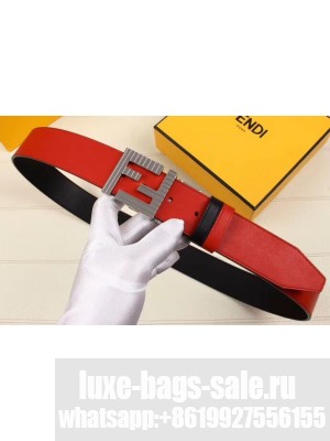 Fendi FF Buckle Calfskin Reversible Belt Black/Red/Silver