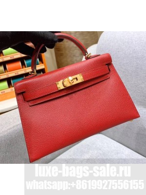 Hermes Mini Kelly II Bag in Original Epsom Leather Red