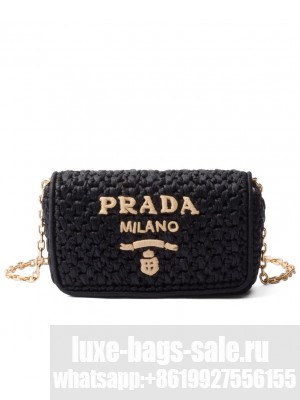 Prada Crochet Shoulder Bag Black