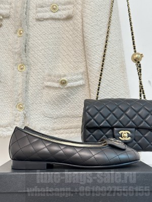 Chanel Women's Quilting Lambskin Ballet Flats G45047 2023 Black