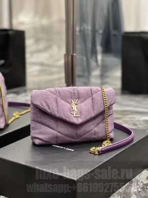 SAINT LAURENT PUFFER TOY BAG IN CANVAS AND SMOOTH LEATHER 620333 BLEACHED LILAC