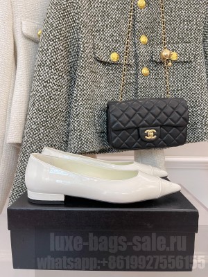 Chanel 2.5cm Patent Leather Falt White Spring 2022 Collection
