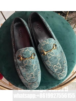 Gucci Women's Horsebit Loafer GG Velvet Green