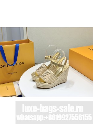 Louis Vuitton Starboard Wedge Sandal 10cm in LV Raffia and Leather 06