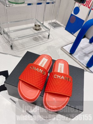 Chanel checked wool fabric Mules 2022 Collection,red