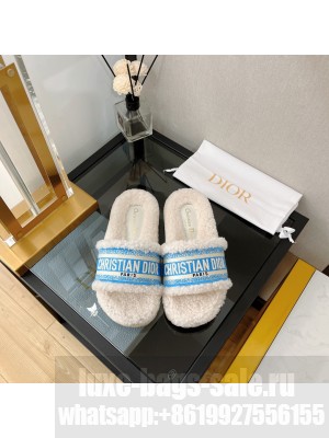 Christian Dior DIOR CHEZ MOI SLIDE Cotton Embroidery and Shearling 07