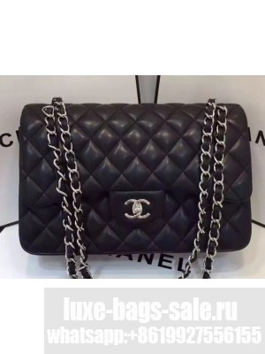 Chanel Lambskin Classic Flap 30cm Bag Black With Silver Hardware 2018