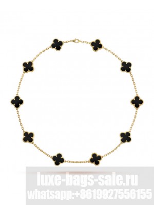 Van Cleef & Arpels Women's Vintage Alhambra Necklace, 10 Motifs Black