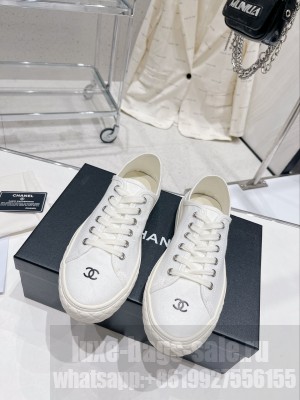 Chanel Canvas Sneakers 2023SS White Gray