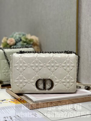 MEDIUM DIOR CARO BAG Cannage Calfskin with Diamond Motif M9241UW white&black