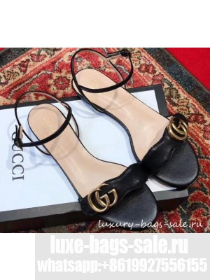 Gucci Leather Double G Flat Sandals 524631 Black 2019