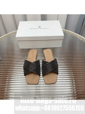 Brunello Cucinelli with the iconic embellishment Flat Slide 01