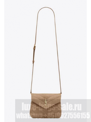 SAINT LAURENT LOULOU SMALL CHAIN BAG IN QUILTED Y SUEDE 4946991 TAUPE