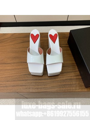 Alaïa WEDGE MULES IN PATENT LEATHER WHITE