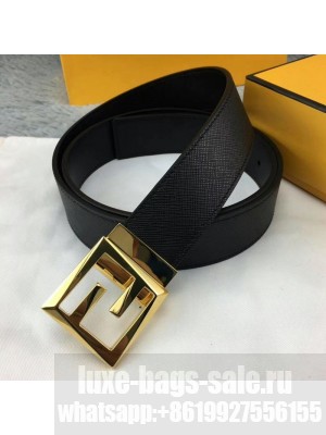 Fendi Reversible Calfskin Leather Belt with Gold FF Square Buckle 34mm 2019 Collection