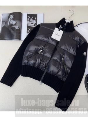 Moncler Women's Wool Knitted Down Jacket Black