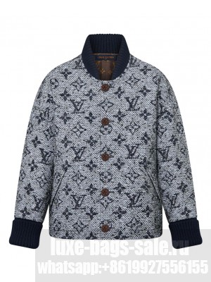 Louis Vuitton Women's Monogram Tweed Varsity Jacket Black