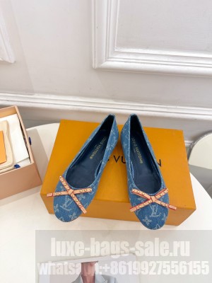 Louis Vuitton 1ACK97 New LV Remix Nina Flat Ballerina Monogram denim Light Blue