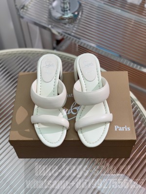 Christian Louboutin Inflama Sab Heel Slide Sandals 5.5cm in white Nappa Leather 2023 